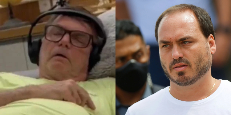 Carlos compartilha vídeo de Bolsonaro com soluço enquanto dorme - (crédito: Reprodução/Redes sociais )