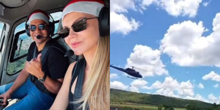 Empresário distribuiu kits de carne de helicóptero, em Goiás