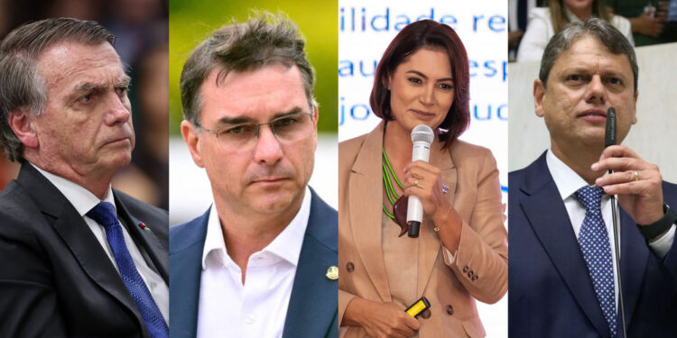 Jair Bolsonaro (PL); Flávio Bolsonaro (PL); Michelle Bolsonaro (PL); Tarcísio de Freitas (Republicanos)