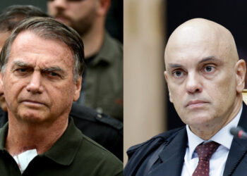 Jair Bolsonaro (PL) e Alexandre de Moraes (esq. p/ dir.)