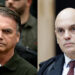 Jair Bolsonaro (PL) e Alexandre de Moraes (esq. p/ dir.)
