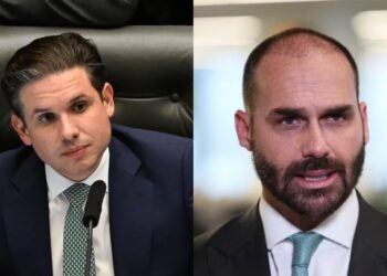 Hugo Motta
Presidente da Câmara dos Deputados e o Deputado Federal Eduardo Bolsonaro