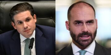 Hugo Motta
Presidente da Câmara dos Deputados e o Deputado Federal Eduardo Bolsonaro