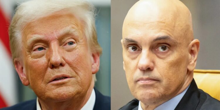O presidente dos EUA Donald Trump e o ministro do STF Alexandre de Moraes