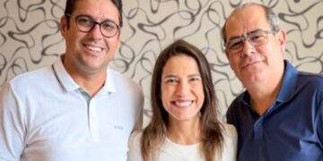 Diego Cabral, Raquel Lyra e Mano Medeiros (esq. p/ dir.)