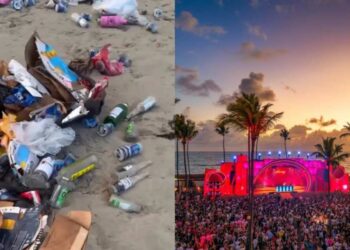 Lixo espalhado pela praia: Réveillon Aimoré causa danos ambientais