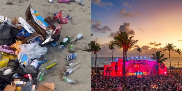 Lixo espalhado pela praia: Réveillon Aimoré causa danos ambientais