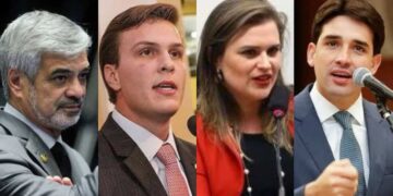 Da esq. para dir. Humberto Costa, Miguel Coelho, Marília Arraes e Silvio Costa Filho