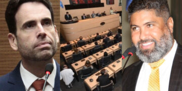 Os vereadores Eduardo Moura (NOVO) e Rinaldo Júnior (PSB)