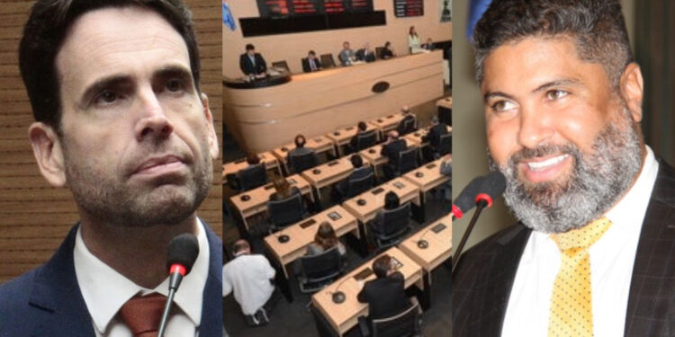 Os vereadores Eduardo Moura (NOVO) e Rinaldo Júnior (PSB)