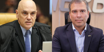 O ministro Alexandre de Moraes e presidente do BRB, Paulo Henrique Costa