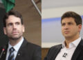 Vereador Eduardo Moura (novo) e prefeito João Campos (PSB) (esq. p/ dir.)