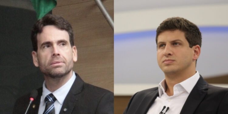 Vereador Eduardo Moura (novo) e prefeito João Campos (PSB) (esq. p/ dir.)