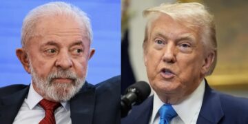 O presidente do Brasil, Lula e o dos Estados Unidos Donald Trump