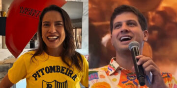 Governadora Raquel Lyra (PSD) e o prefeito João Campos (PSB) (esq. p/ dir.)