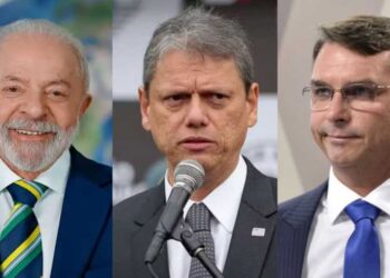Lula, Tarcísio de Freitas e Flávio Bolsonaro