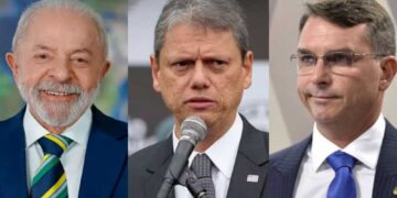 Lula, Tarcísio de Freitas e Flávio Bolsonaro