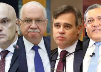 Da esq. para dir. Alexandre de Moraes, Edson Fachin,  André Mendonça e Kassio Nunes