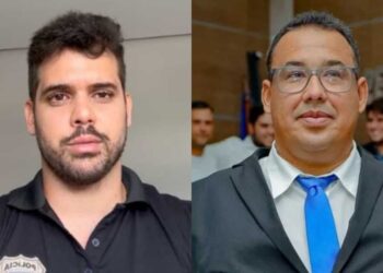 O delegado Daniel Angeli (esq.) e o suspeito Cristiano da Van-PSB (dir.)