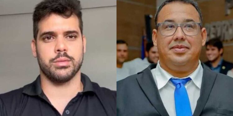 O delegado Daniel Angeli (esq.) e o suspeito Cristiano da Van-PSB (dir.)