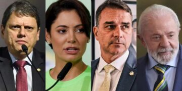 Tarcísio de Freitas, Michelle Bolsonaro, Flávio Bolsonaro e Lula