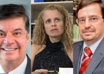 O advogado Ademar Rigueira, a promotora Henriqueta de Belli e o Advogado Eduardo Trindade