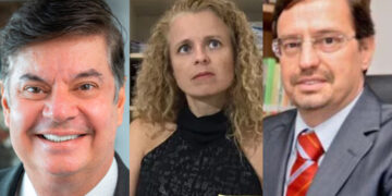 O advogado Ademar Rigueira, a promotora Henriqueta de Belli e o Advogado Eduardo Trindade