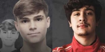 O jovem Rodrigo Castanheira (esq) e o piloto Pedro Turra