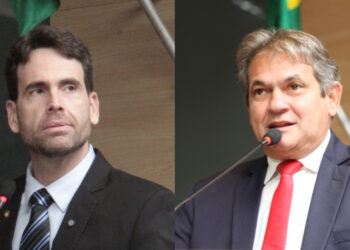 Os vereadores Eduardo Moura (Novo) e Chico Kiko (PSB) (esq. p/ dir.)