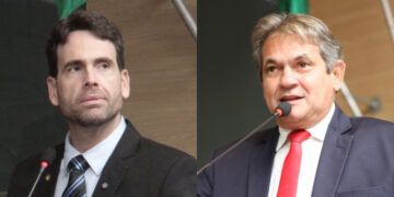 Os vereadores Eduardo Moura (Novo) e Chico Kiko (PSB) (esq. p/ dir.)