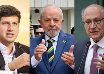 João Campos (PSB), Lula (PT) e Geraldo Ackmin (PSB) (esq. p/ dir.)