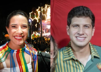 A governadora Raquel Lyra (PSD) e o prefeito João Campos (PSB) (esq. p/ dir.)