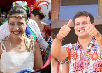 Raquel Lyra (PSD) e João Campos (PSB) (esq. p/ dir.)