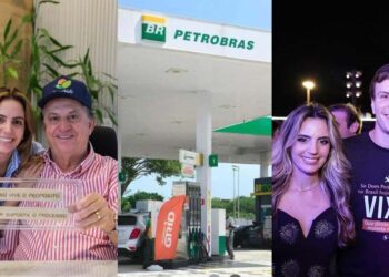 Lara Secchi Coelho ao lado do pai Gilberto Secchi e esposa do ex-prefeito Miguel Coelho (UB)