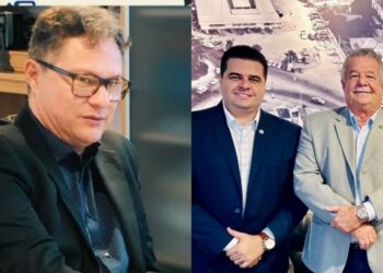 O diretor-presidente Vlademir, o diretor de Relações Institutucionais, Bruno Santos, e o Diretor Geral, Guilherme Mesquita (dir.)