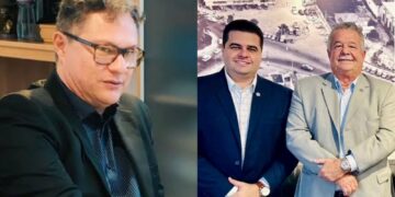 O diretor-presidente Vlademir, o diretor de Relações Institutucionais, Bruno Santos, e o Diretor Geral, Guilherme Mesquita (dir.)