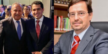 O deputado Tadeu Alencar, seu filho Tomás Alencar e o advogado Eduardo Trindade