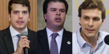 Da esq. para dir. Antônio Coelho, Fernando Filho e Miguel Coelho