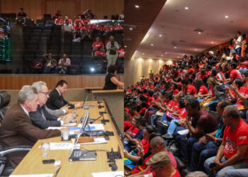 Professores na Alepe durante sessão nesta terça-feira (31)