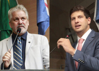 ex-vereador do Recife e presidente municipal do PT, Osmar Ricardo (PT) e o Prefeito João Campos (PSB) (esq. p/ dir.)