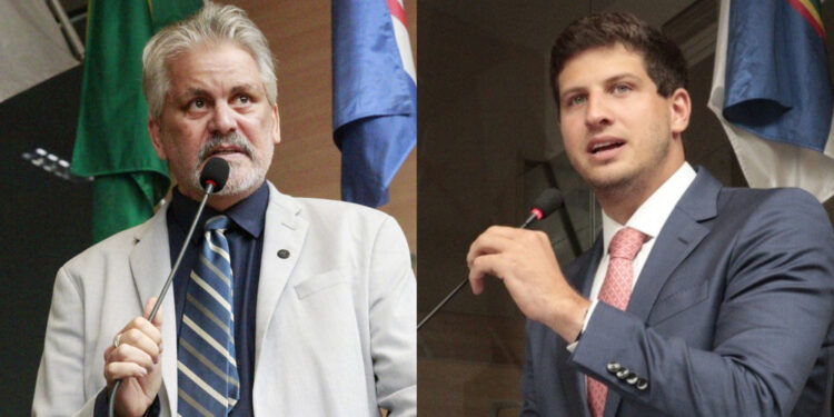 ex-vereador do Recife e presidente municipal do PT, Osmar Ricardo (PT) e o Prefeito João Campos (PSB) (esq. p/ dir.)