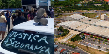 Motoristas por aplicativos se reuniram em frente ao Centro de Convenções de Olinda