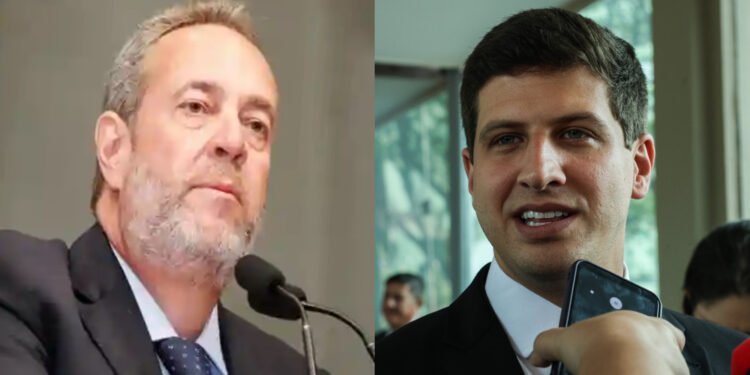 Presidente da Alepe, Álvaro Porto e o prefeito João Campos (PSB) (esq. p/ dir.)