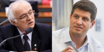 O ex-deputado Fernando Ferro (PT) e o prefeito João Campos (PSB) (esq. p/ dir.)