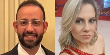 Delegado Diogo Gonçalves Bem e sua esposa, Lariça Saraiva Amando Alencar