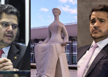 O presidente do Senado, Davi Alcolumbre (União Brasil-AP), e Jorge Messias, indicado de Lula