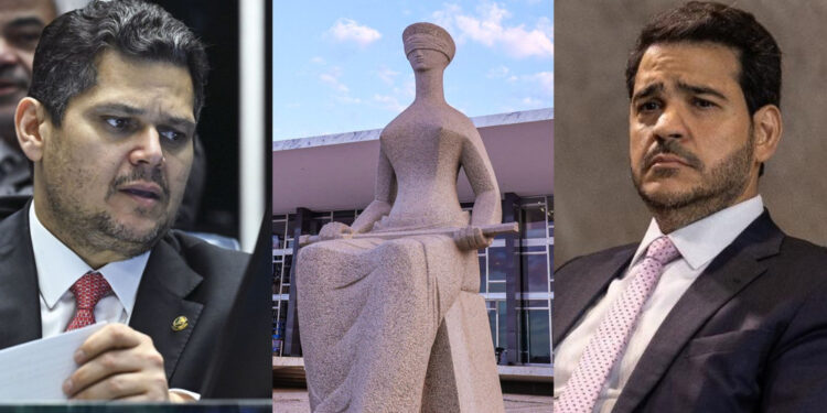 O presidente do Senado, Davi Alcolumbre (União Brasil-AP), e Jorge Messias, indicado de Lula