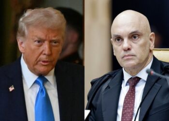 O presidente dos EUA, Donald Trump, e o ministro do STF, Alexandre de Moraes.