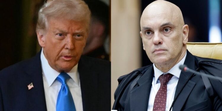 O presidente dos EUA, Donald Trump, e o ministro do STF, Alexandre de Moraes.