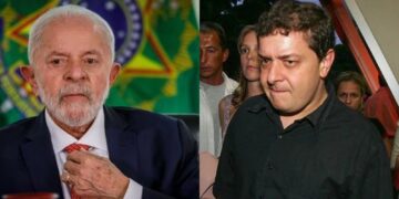O presidente Lula (PT) e seu filho, Fábio Luís Lula da Silva, o Lulinha.